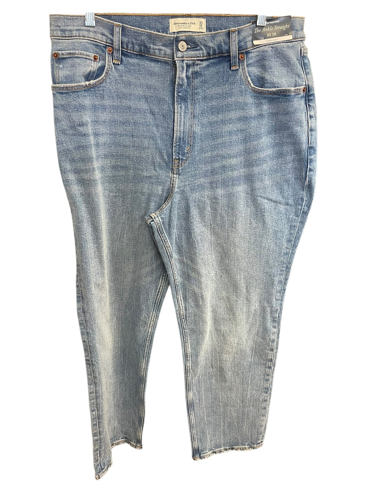 Jeans Straight By Abercrombie And Fitch In Blue Denim, Size: 16