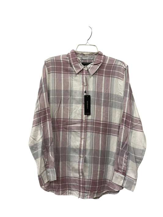 Top Long Sleeve By Banana Republic In Plaid Pattern, Size: L