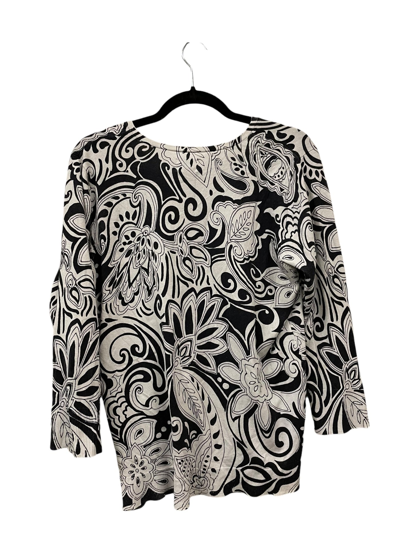 Top Long Sleeve By Chicos In Black & White, Size: L