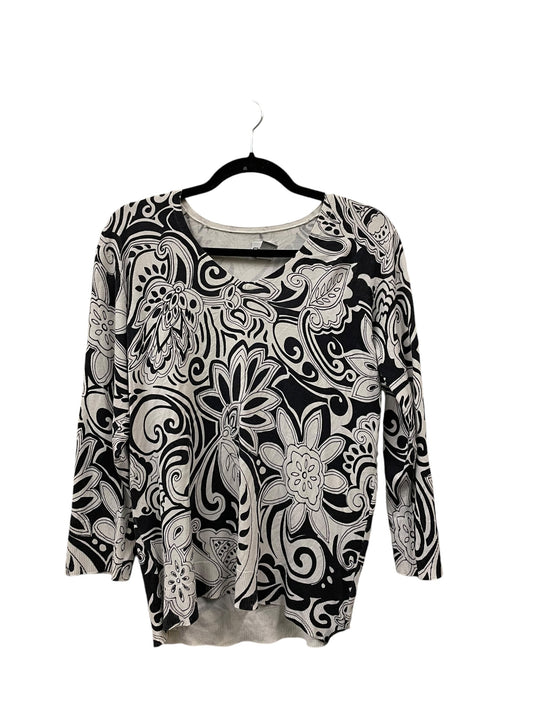 Top Long Sleeve By Chicos In Black & White, Size: L