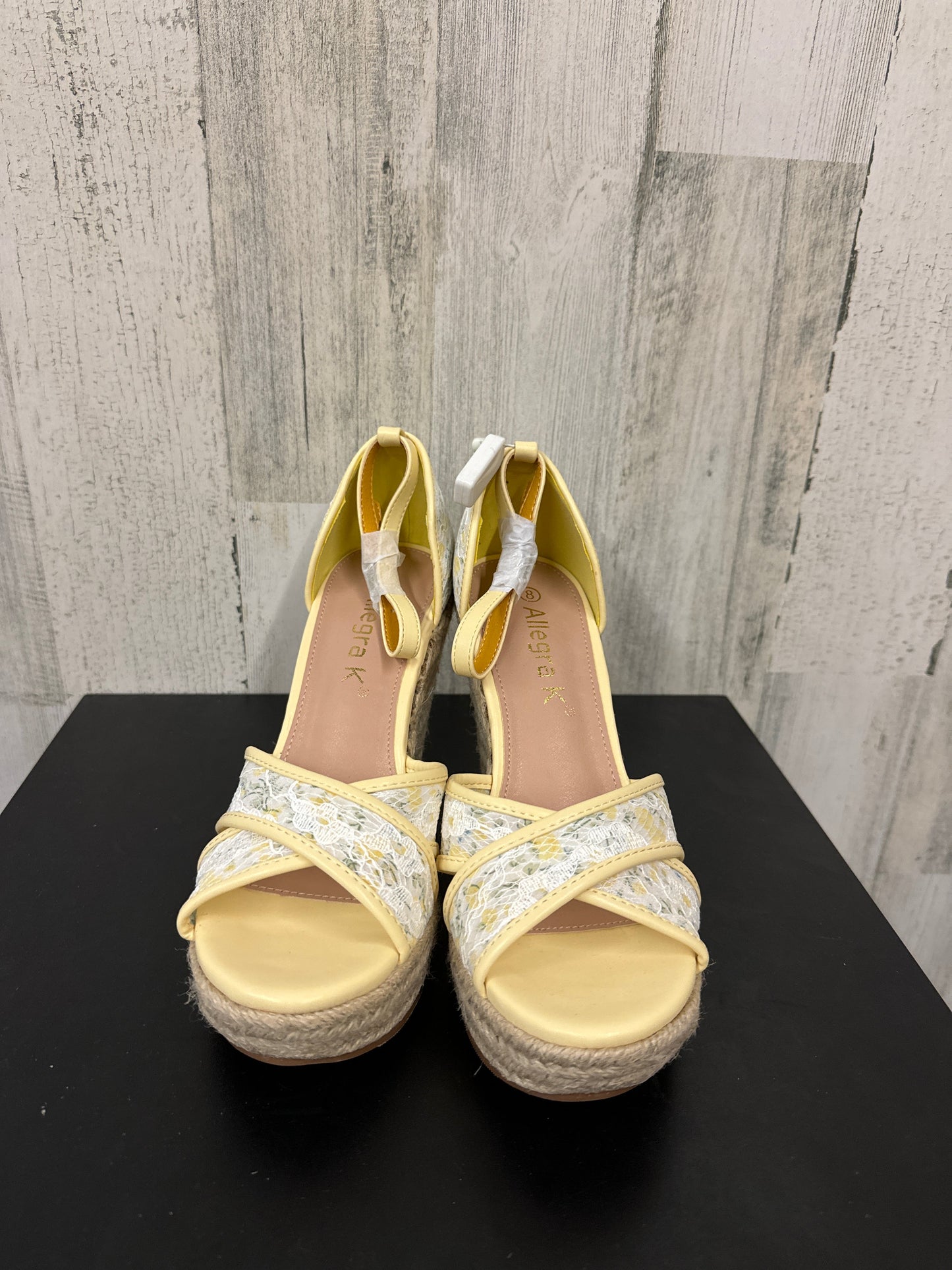 Yellow Sandals Heels Wedge Allegra K, Size 8