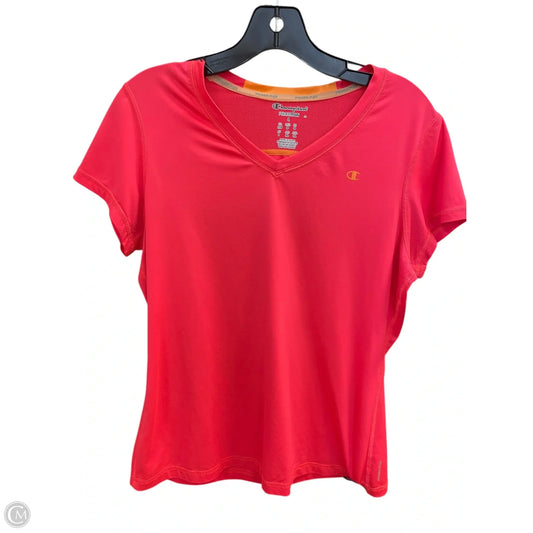 Athletic Top Short Sleeve By Champion In Pink, Size: L
