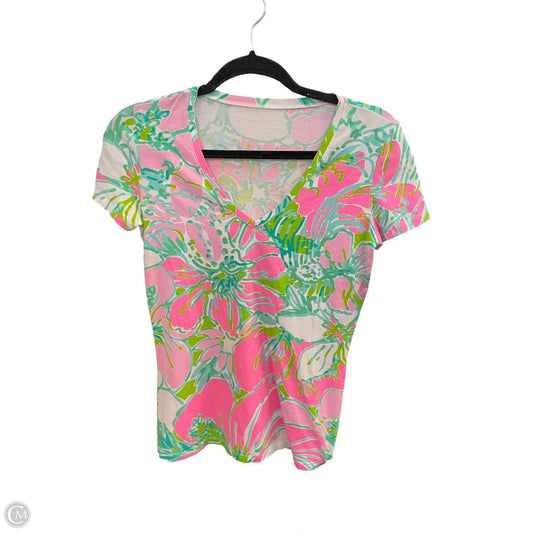 Top Short Sleeve Designer By Lilly Pulitzer In Floral Print, Size: Xs