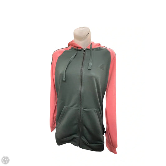 Athletic Jacket By Adidas In Grey & Pink, Size: M