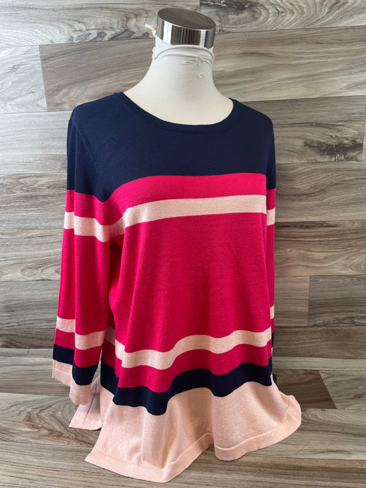 Top Long Sleeve Basic By Liz Claiborne In Blue & Pink, Size: L