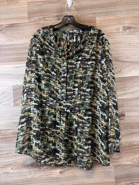 Top Long Sleeve By Simply Vera In Black & Green, Size: 1x