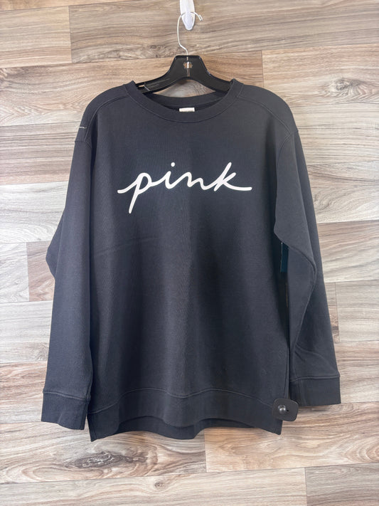 Athletic Top Long Sleeve Crewneck By Pink In Black & White, Size: S