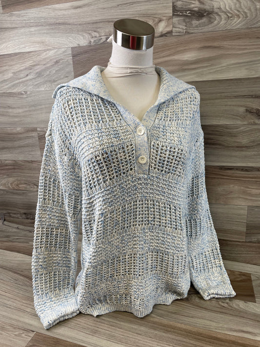 Sweater By Talbots In Blue & White, Size: M