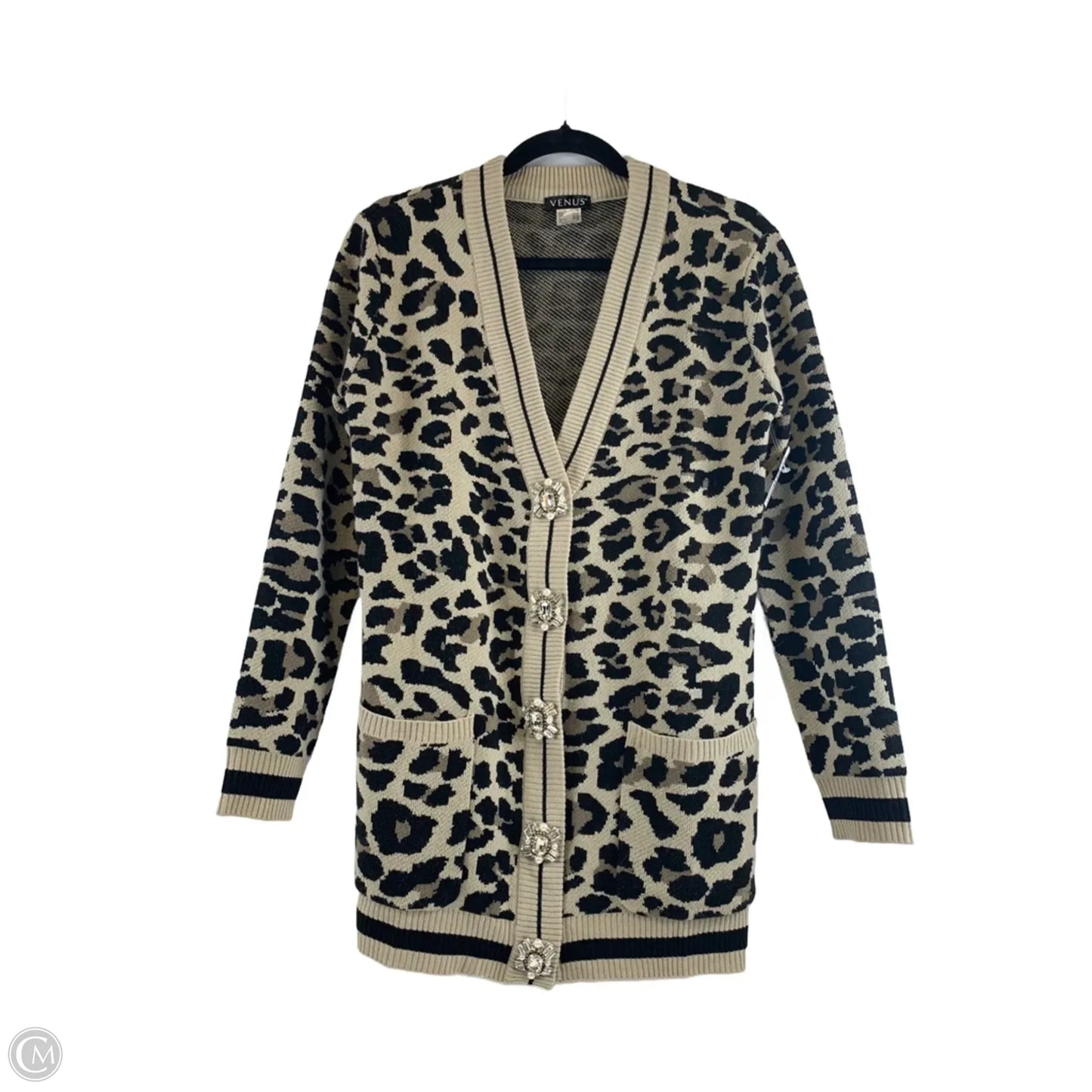 Sweater Cardigan By Venus In Animal Print, Size: Xs