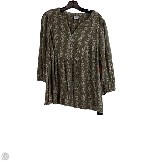 Top Short Sleeve By Croft And Barrow In Green & White, Size: Xl