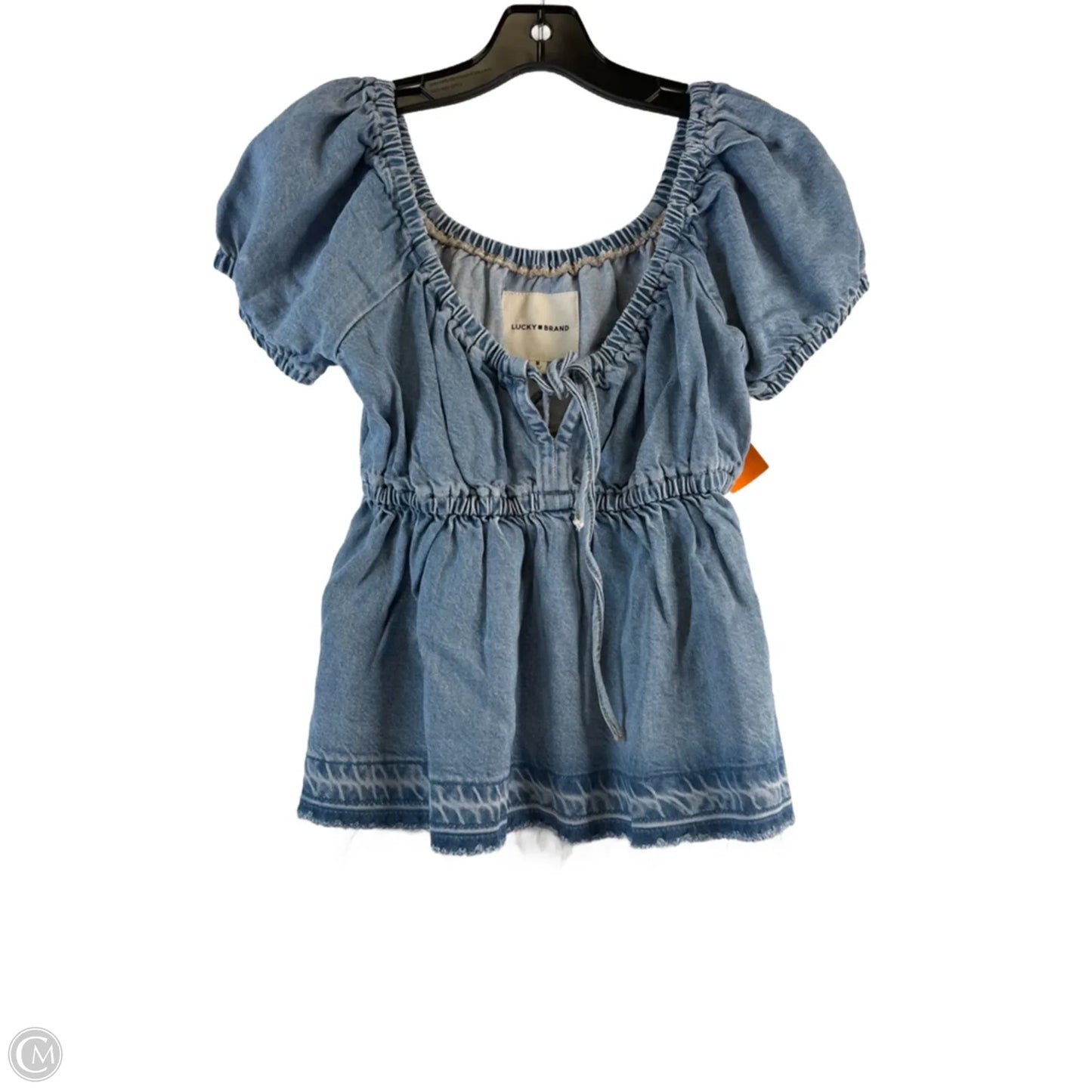 Top Short Sleeve By Lucky Brand In Blue Denim, Size: M