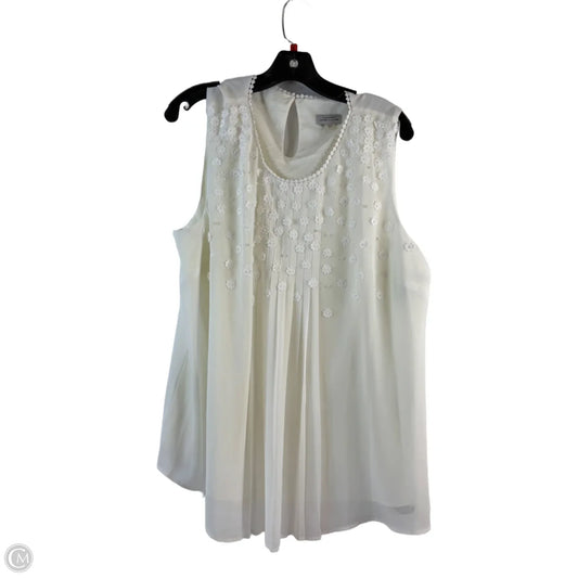 Top Sleeveless By Tahari By Arthur Levine In Ivory, Size: Xl