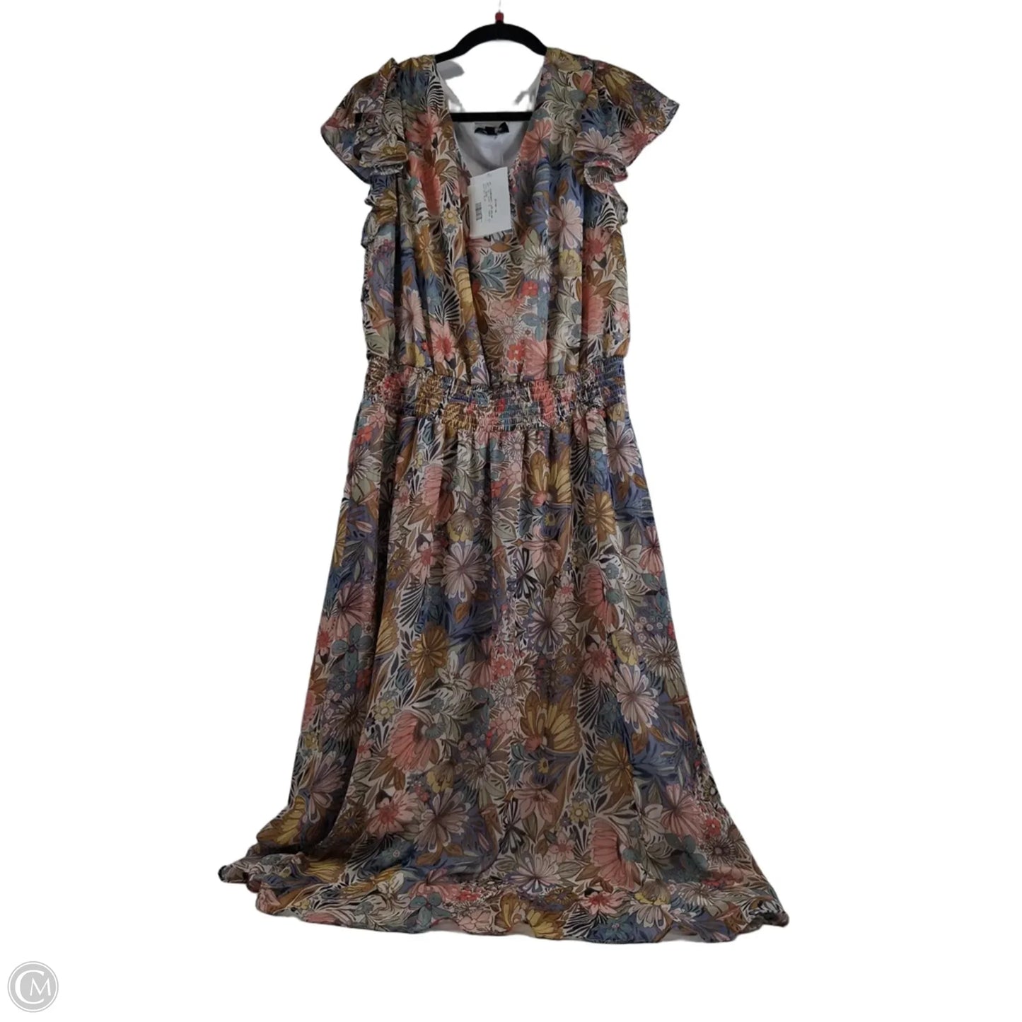 Dress Casual Midi By Msk In Blue & Orange, Size: 1x