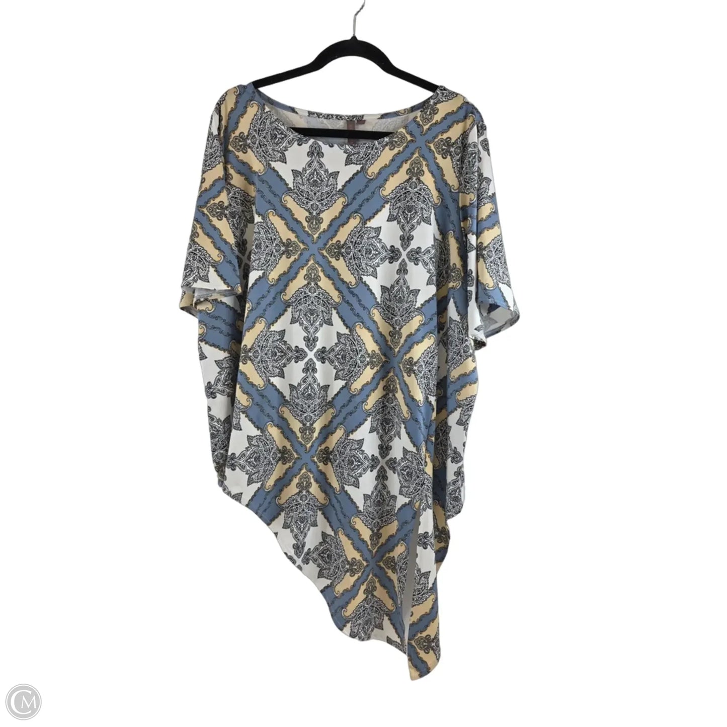 Top Short Sleeve By Clothes Mentor In Blue & Yellow, Size: 1x