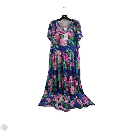 Dress Casual Midi By Lularoe In Blue & Pink, Size: Xl