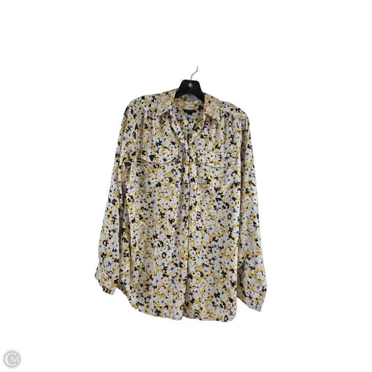 Top Long Sleeve Basic By Ann Taylor In Black & Yellow, Size: M