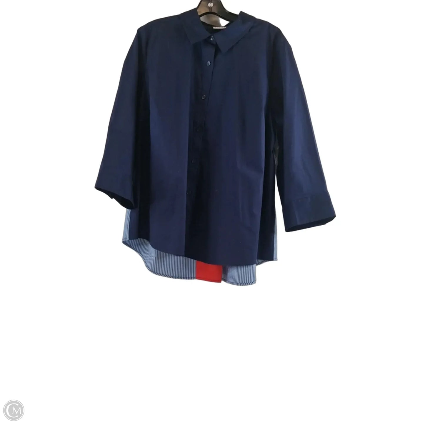 Top Long Sleeve By Joan Rivers In Blue & Red, Size: Xl