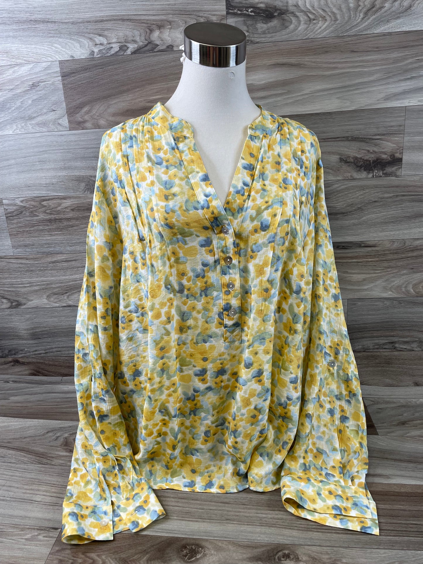 Yellow Top Long Sleeve Zac And Rachel, Size 2x