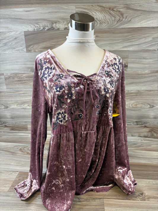 Top Long Sleeve By Style And Company In Mauve, Size: M