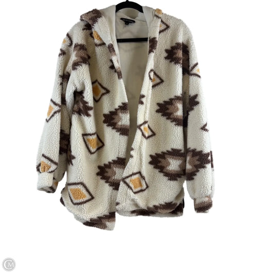 Jacket Faux Fur & Sherpa By Clothes Mentor In Brown & Cream, Size: Xl