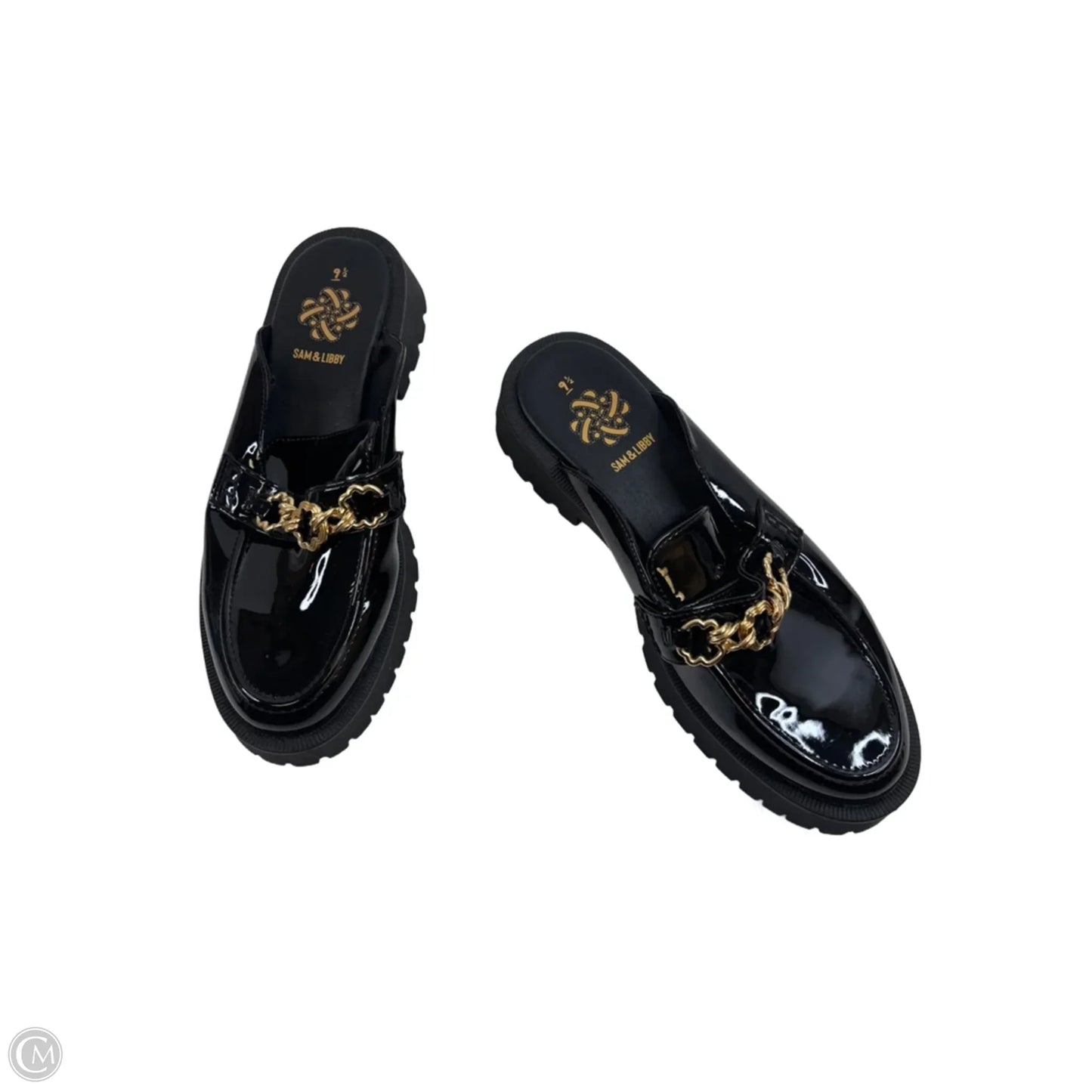 Shoes Flats By Sam And Libby In Black & Gold, Size: 9.5