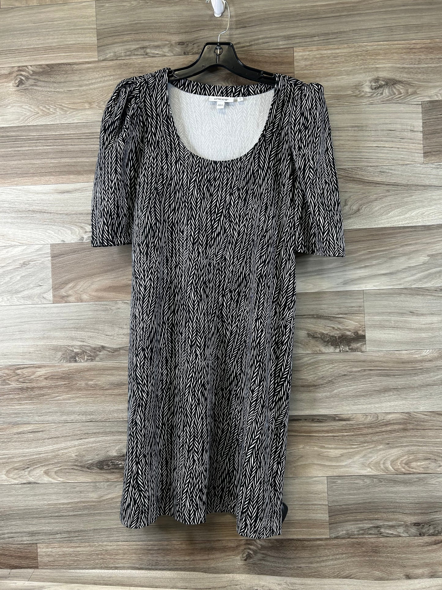 Black & White Dress Casual Midi Chicos, Size S