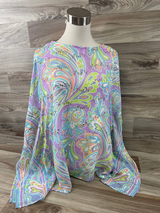 Green & Purple Top Short Sleeve Bob Mackie Qvc, Size S