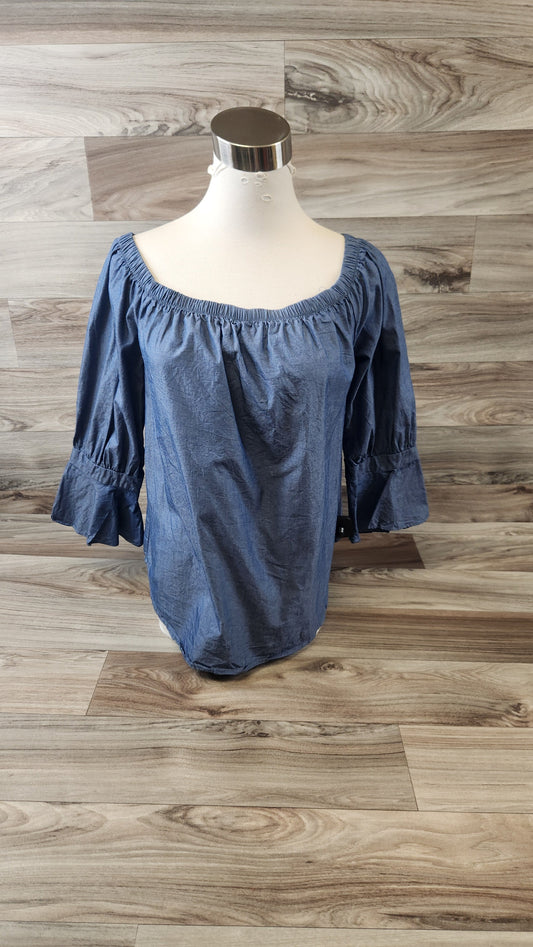 Top 3/4 Sleeve By New York And Co In Blue Denim, Size: S