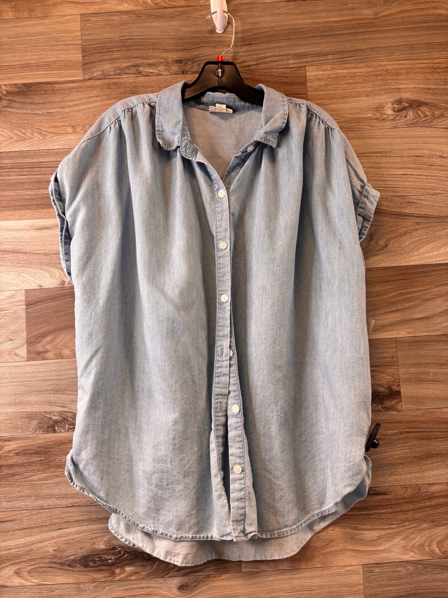 Top Short Sleeve By Ana In Blue Denim, Size: Xl