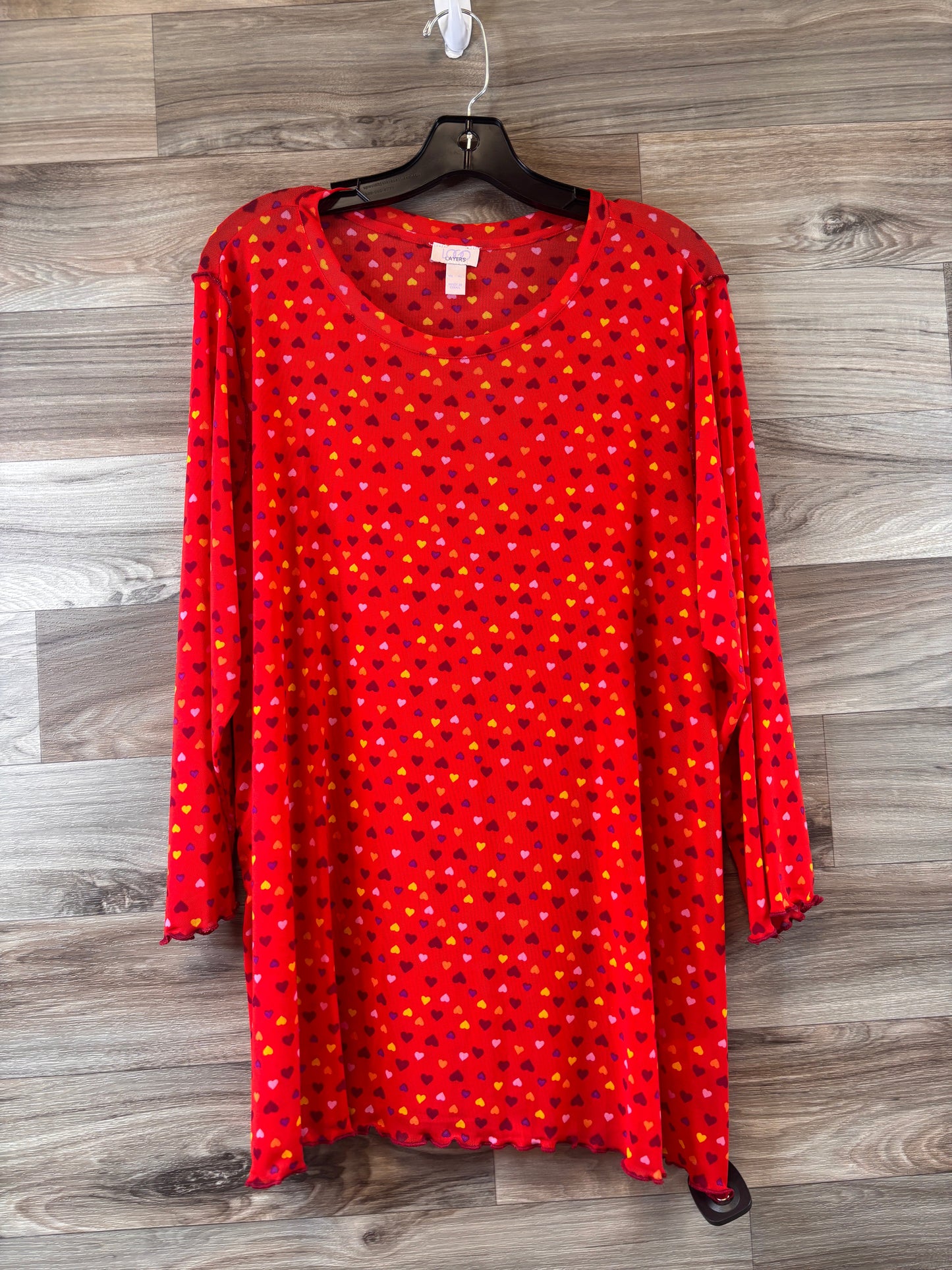 Top 3/4 Sleeve By Logo In Red, Size: Xl