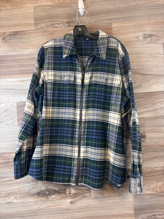 Jacket Shirt By Chaps In Blue & Green, Size: Xl