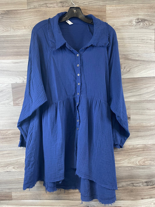 Top Long Sleeve By Zenana Outfitters In Blue, Size: 2x