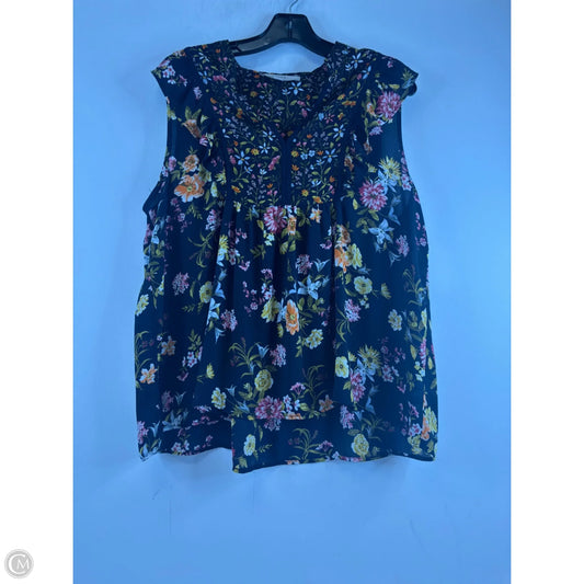 Top Short Sleeve By Loft In Floral Print, Size: L