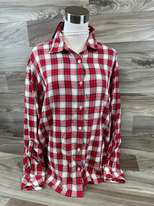 Top Long Sleeve By Nautica In Red & White, Size: M