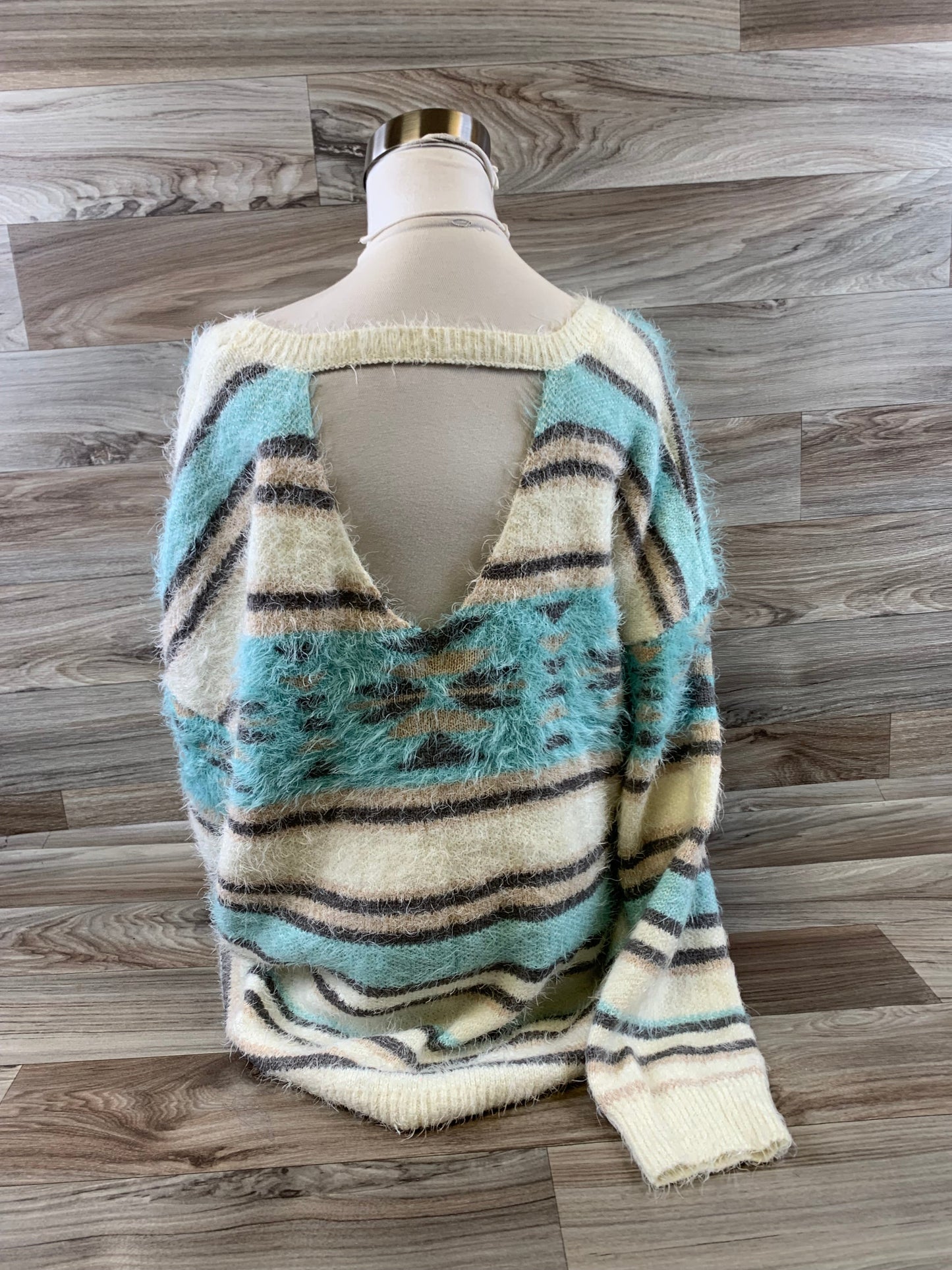 Sweater By Xhilaration In Blue & Cream, Size: Xxl