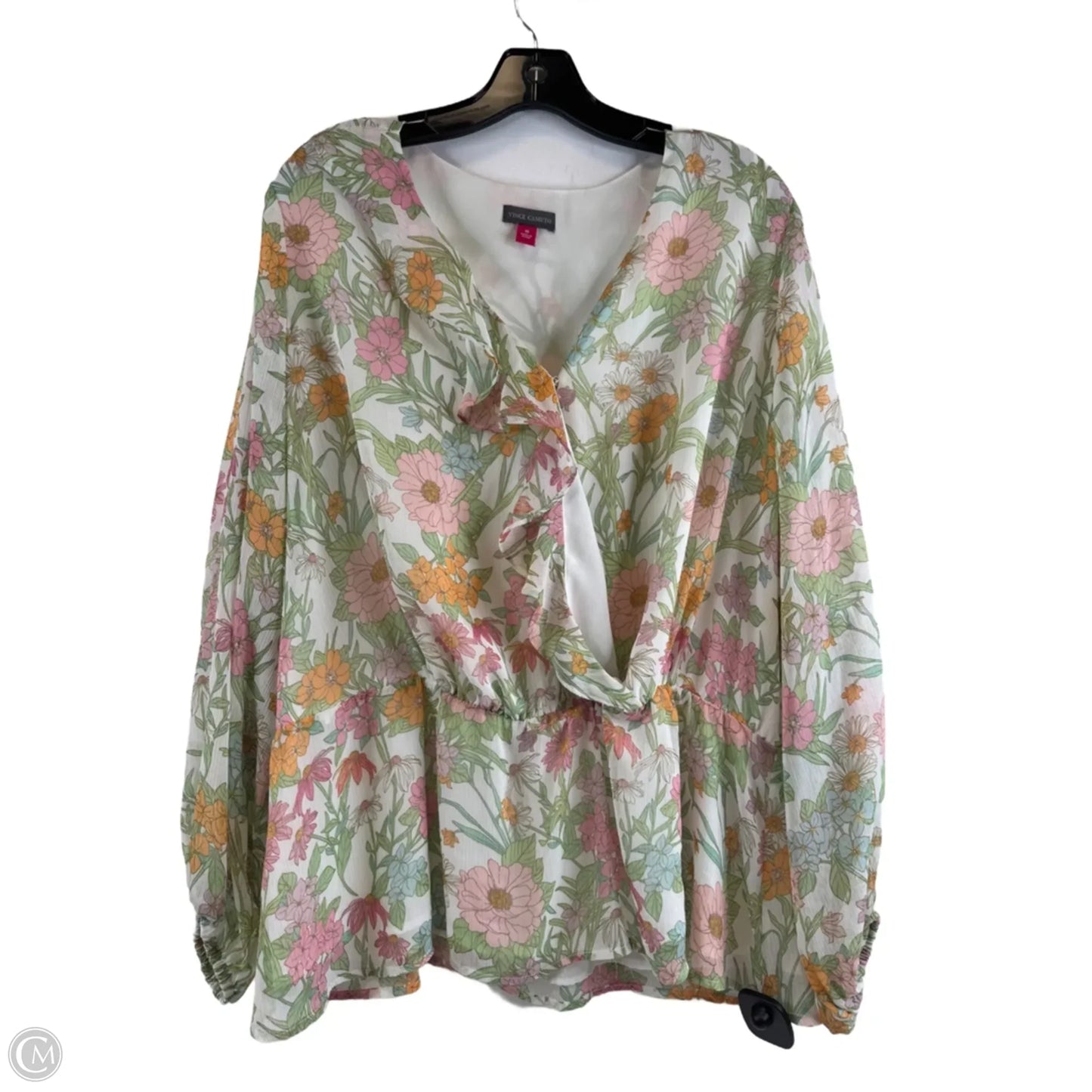 Top Long Sleeve By Vince Camuto In Floral Print, Size: 1x