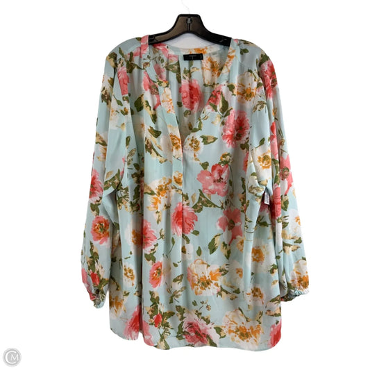 Top 3/4 Sleeve By Tahari By Arthur Levine In Floral Print, Size: 3x
