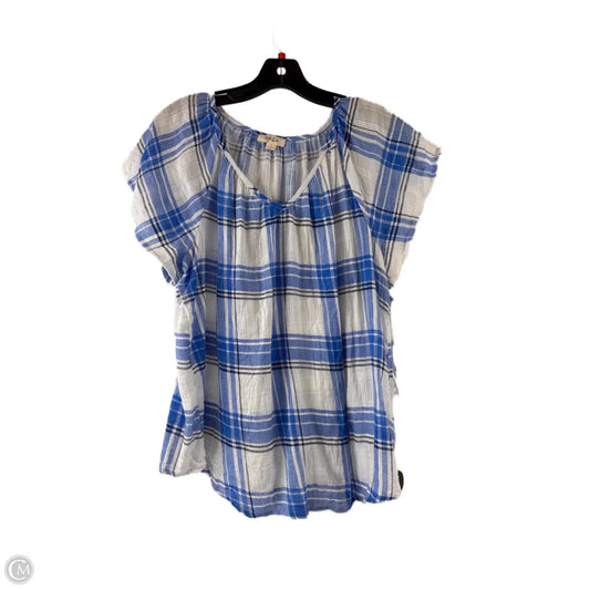 Top Short Sleeve Basic By Style And Company In Blue & White, Size: L