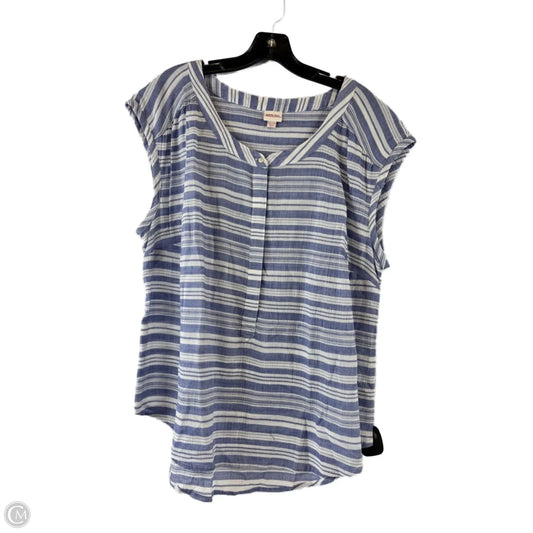 Top Short Sleeve By Merona In Blue & White, Size: Xxl