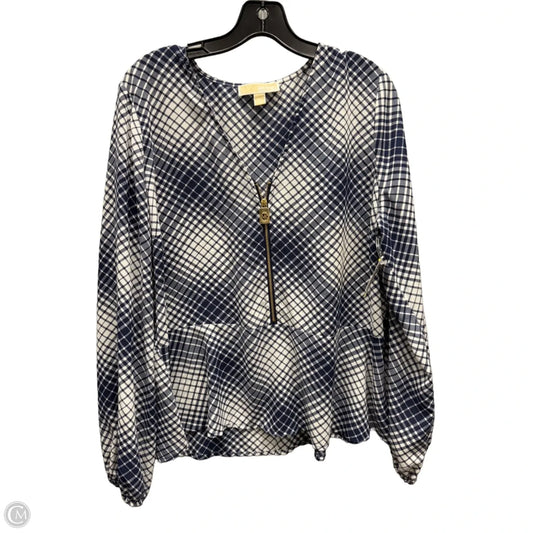 Top Long Sleeve By Michael By Michael Kors In Blue & White, Size: Xl
