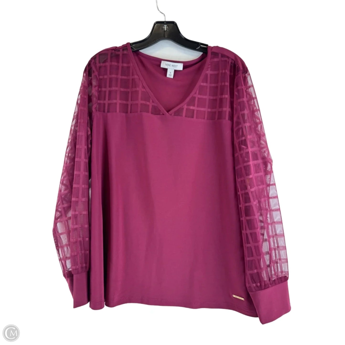 Top Long Sleeve By Nine West Apparel In Maroon, Size: Xl