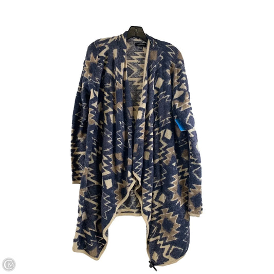 Sweater Cardigan By Lucky Brand In Blue & Tan, Size: L