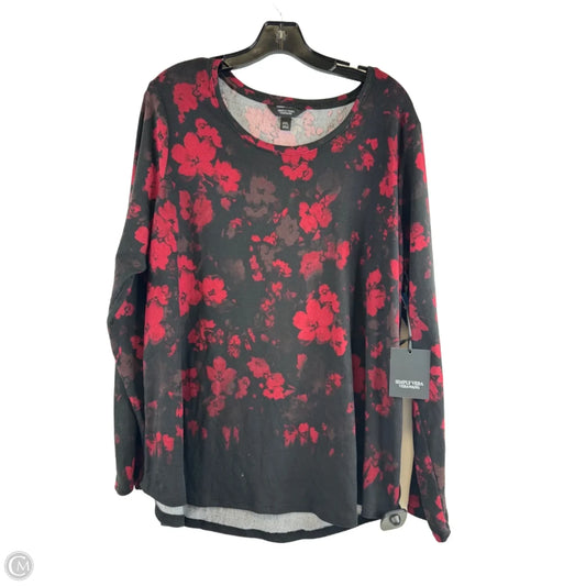Top Long Sleeve By Simply Vera In Black & Red, Size: Xxl