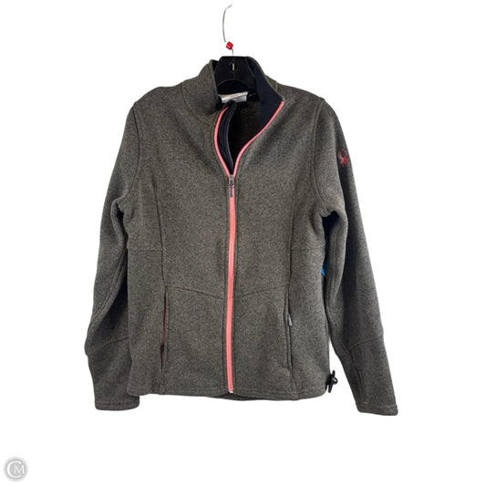 Athletic Jacket By Spyder In Green & Grey, Size: L