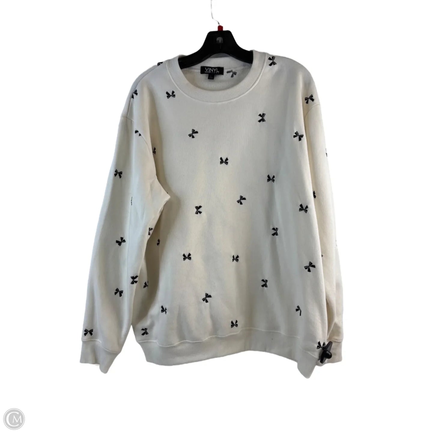 Sweatshirt Crewneck By Clothes Mentor In Black & White, Size: L