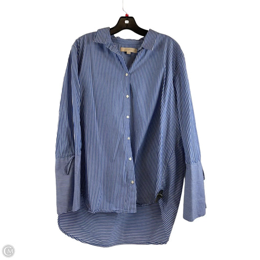 Top Long Sleeve By Loft In Blue & White, Size: Xl