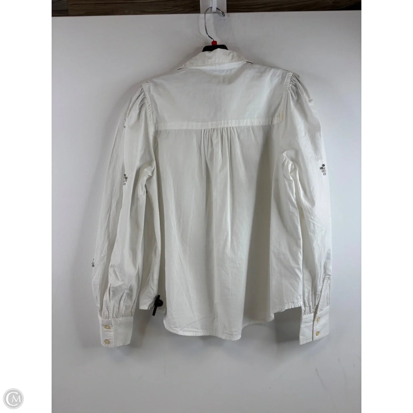 Top Long Sleeve By Free Assembly In White, Size: S