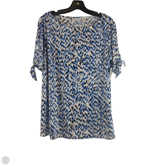 Top Short Sleeve By Susan Graver In Blue & White, Size: M
