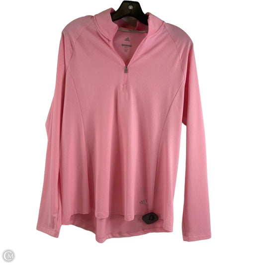 Athletic Top Long Sleeve Collar By Adidas In Pink, Size: L