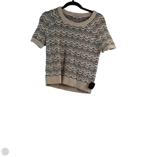 Sweater Short Sleeve By Loft In Blue & Cream, Size: Xs
